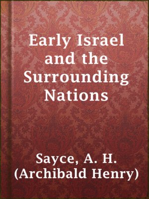 cover image of Early Israel and the Surrounding Nations